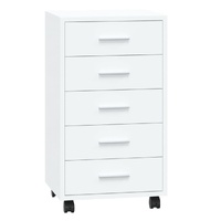 Drawer Cabinet with Castors High Gloss White Engineered Wood