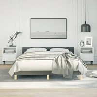 Bed Frame without Mattress Dark Grey Double Fabric