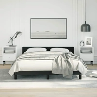 Bed Frame without Mattress Black Double Faux Leather