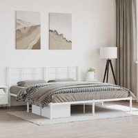 Metal Bed Frame without Mattress with Headboard White 183x203 cm King