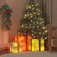 Lighted Christmas Boxes 3 pcs 64 LEDs Warm White