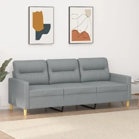 3-Seater Sofa Light Grey 180 cm Fabric