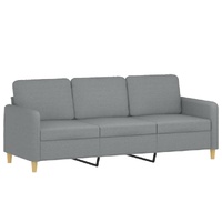 3-Seater Sofa Light Grey Fabric 180 cm
