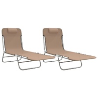 Folding Sun Loungers 2 pcs Taupe Textilene and Steel