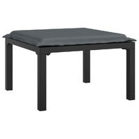 Garden Footstool with Cushion Black and Grey Poly Rattan