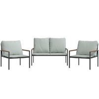 3 Piece Garden Lounge Set with Cushions Anthracite Steel