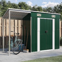 Garden Shed with Extended Roof Green 277x110.5x181 cm Steel