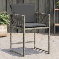 Garden Chairs with Cushions 4 pcs Grey Poly Rattan