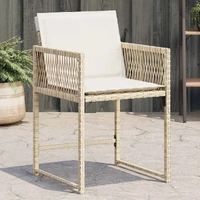 Garden Chairs with Cushions 4 pcs Beige Poly Rattan