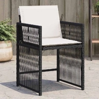 Garden Chairs with Cushions 4 pcs Black Poly Rattan