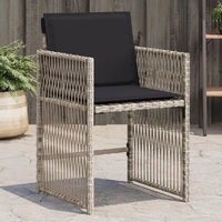 Garden Chairs with Cushions 4 pcs Light Grey Poly Rattan