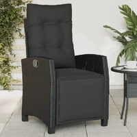 Reclining Garden Chair with Footrest Black Poly Rattan