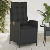 Reclining Garden Chair with Footrest Black Poly Rattan