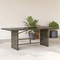 Garden Table with Glass Top Grey 190x80x74 cm Poly Rattan