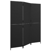 Room Divider 3 Panels Black Poly Rattan