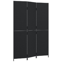 Room Divider 3 Panels Black Poly Rattan