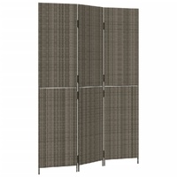 Room Divider 3 Panels Grey Poly Rattan