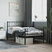 Metal Bed Frame without Mattress with Footboard Black 107x203 cm King Single