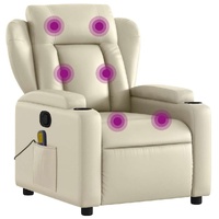 Massage Recliner Chair Cream Faux Leather