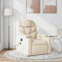 Massage Recliner Chair Cream Fabric