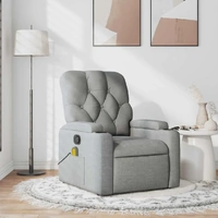 Massage Recliner Chair Light Grey Fabric