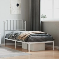 Metal Bed Frame without Mattress with Headboard White 90x190 cm