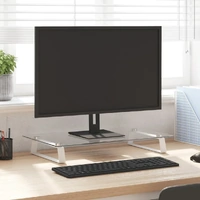 Monitor Stand White 60x35x8 cm Tempered Glass and Metal