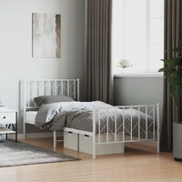 Metal Bed Frame without Mattress with Footboard White 90x190 cm