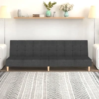 2-Seater Sofa Bed Dark Grey Fabric