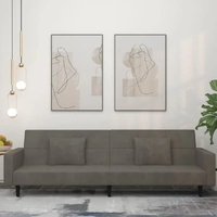 2-Seater Sofa Bed with Two Pillows Dark Grey Velvet
