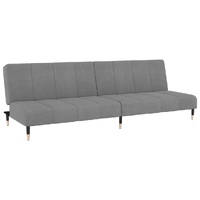 2-Seater Sofa Bed Light Grey Velvet