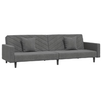 2-Seater Sofa Bed with Two Pillows Dark Grey Velvet