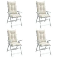 Highback Chair Cushions 4 pcs Melange Cream 120x50x7 cm Fabric