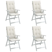 Highback Chair Cushions 4 pcs Melange Cream 120x50x4 cm Fabric