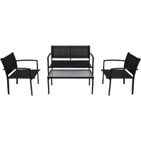 4 Piece Garden Lounge Set Textilene Black