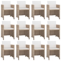 13 Piece Outdoor Dining Set with Cushions Poly Rattan Beige