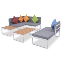 4 Piece Garden Lounge Set with Cushions Aluminium and WPC