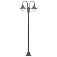 Garden Post Light E27 220 cm Aluminium 2-Lantern Bronze