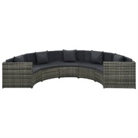 7 Piece Garden Lounge Set with Cushions Poly Rattan Grey