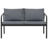 2 Seater Garden Bench with Cushions Grey Aluminium