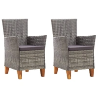 Garden Chairs 2 pcs with Cushions Poly Rattan Grey