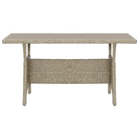 Garden Table Grey 130x70x66 cm Poly Rattan