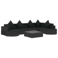8 Piece Garden Lounge Set with Cushions Poly Rattan Black