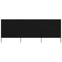 3-panel Wind Screen Fabric 400x120 cm Black