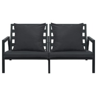 Garden 2-Seater Sofa with Cushions Dark Grey Aluminium