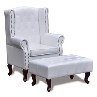 Armchair with Ottoman White