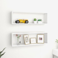 Wall Cube Shelves 2 pcs White 80x15x26.5 cm Engineered Wood