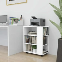 Rolling Cabinet High Gloss White 60x35x75 cm Engineered Wood