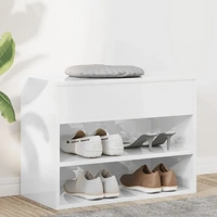 Shoe Bench High Gloss White 60x30x45 cm Engineered Wood