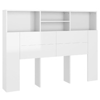 Headboard Cabinet High Gloss White 140x19x103.5 cm